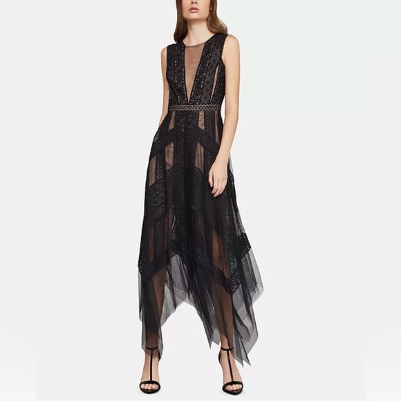 BCBGMaxAzria Dresses & Skirts - BCBGMAXAZRIA
Andi Asymmetrical Striped-Lace Dress Black Sleeveless